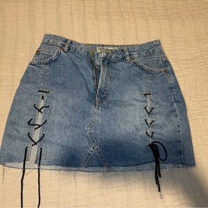 Topshop Blue Lace-Up Jean Shorts